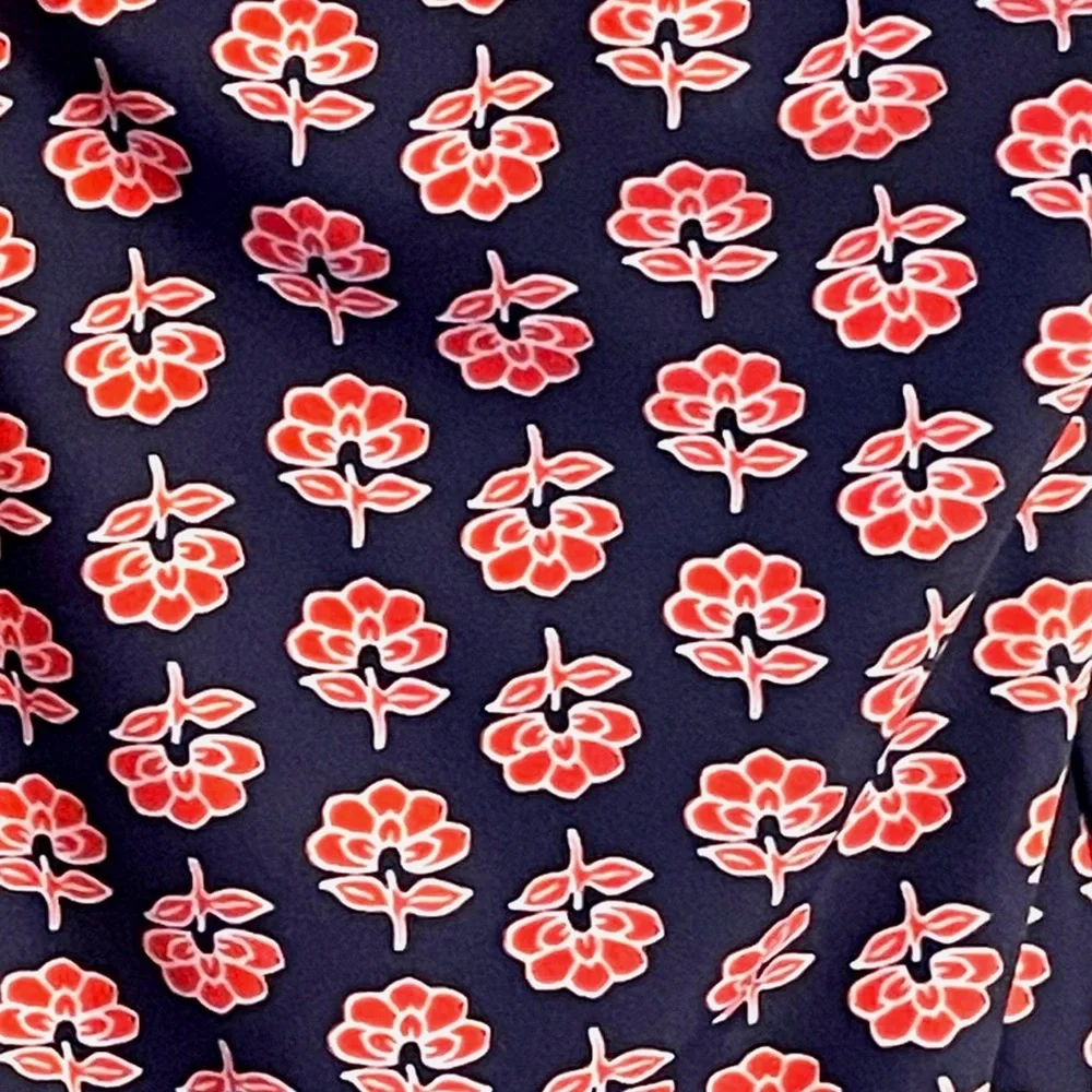 J.Crew Plus 2X One Piece Swimsuit Red Navy Floral Tummy Control Tie Front